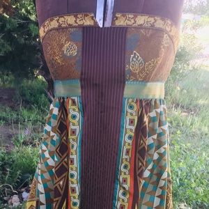 Nicole Miller Green Silk Brocade/Geometric Dress